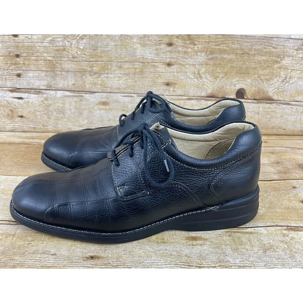 JOHNSTON‎ & MURPHY Shuler Bicycle Black Sheepskin Leather Oxfords Shoes 9 D